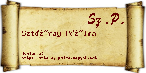 Sztáray Pálma névjegykártya